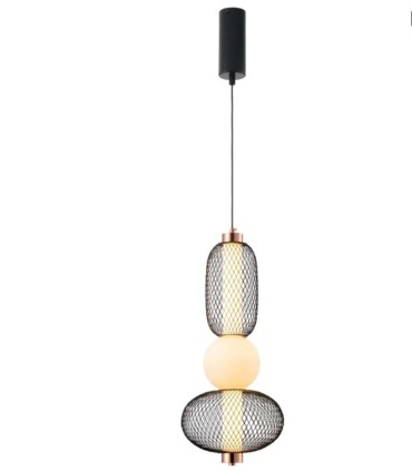 Lámpara Colgante LED Industrial Moderna Negra y Oro Rosa Regulable Noirea