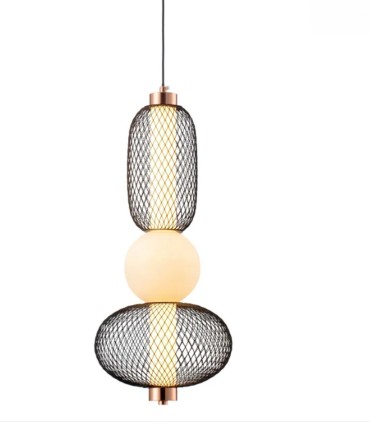 Lámpara Colgante LED Industrial Moderna Negra y Oro Rosa Regulable Noirea