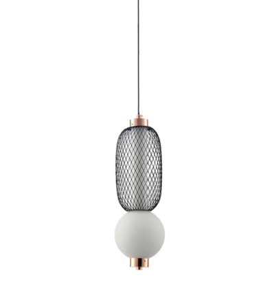 Lámpara Colgante Led Negra y Oro Rosa Orelis