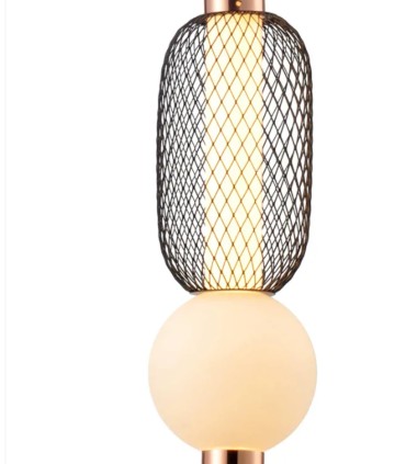 Lámpara Colgante Led Negra y Oro Rosa Orelis