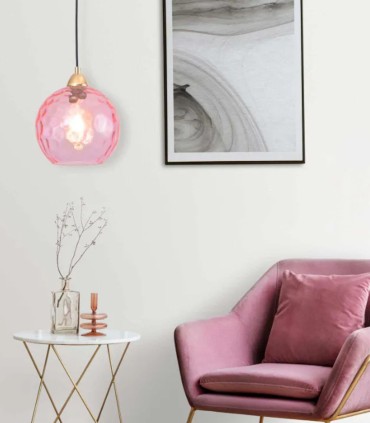 Lámpara Colgante Dorada con Tulipa en Varios Colores Lili