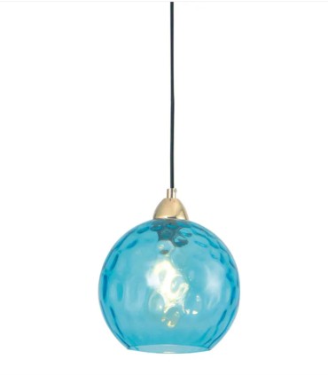 Lámpara Colgante Dorada con Tulipa en Varios Colores Lili, azul