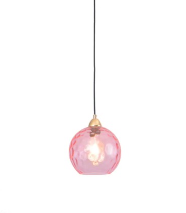 Lámpara Colgante Dorada con Tulipa en Varios Colores Lili, rosa