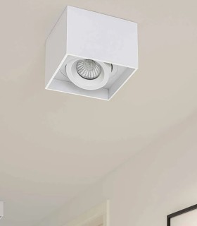 Plafón de Techo GU10 Cuadrado 9 cm Blanco de Aluminio Peris