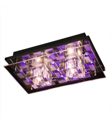 Plafón de Techo con Cristal Óptico y LED RGB con Mando Sonia, 2 luces encendido