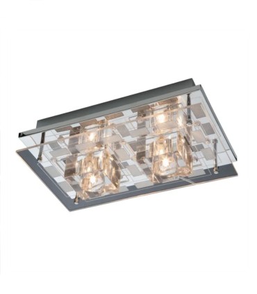 Plafón de Techo con Cristal Óptico y LED RGB con Mando Sonia, 2 luces apagado