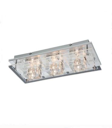 Plafón de Techo con Cristal Óptico y LED RGB con Mando Sonia, 3 luces