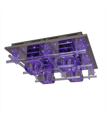 Plafón de Techo con Cristal Óptico y LED RGB con Mando Sonia, 4 luces