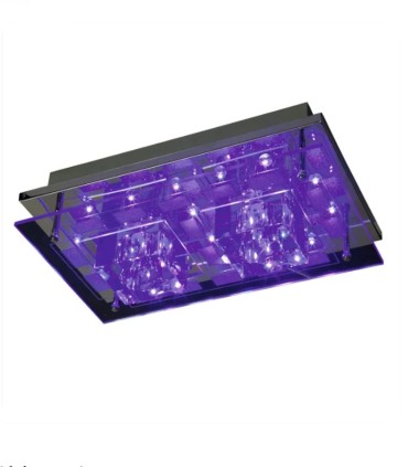 Plafón de Techo con Cristal Óptico y LED RGB con Mando Sonia, 4 luces