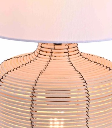 Lámpara de Sobremesa de Ratán y Textil Luiso