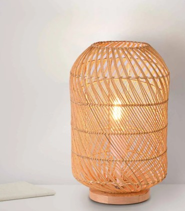 Lámpara de Sobremesa de Ratán y Madera Paulo, ambiente