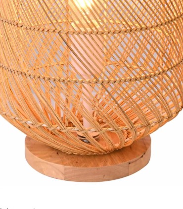 Lámpara de Sobremesa de Ratán y Madera Paulo, detalle