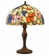 Lámpara de Mesa de Cristal Floral con Fundición Marrón Chocolate Tiffany, medida grande