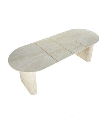 Mesa de comedor oval extensible Prieta, travertino