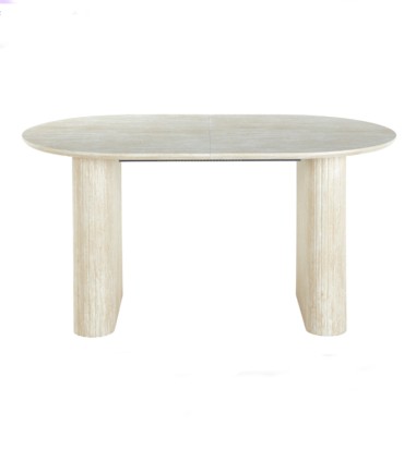 Mesa de comedor oval extensible Prieta, travertino