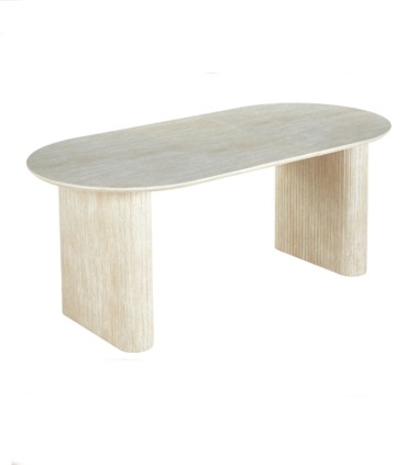 Mesa de comedor oval extensible Prieta, travertino