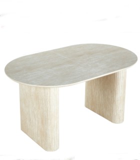 Mesa de comedor oval extensible Prieta, travertino