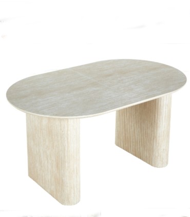 Mesa de comedor oval extensible Prieta, travertino