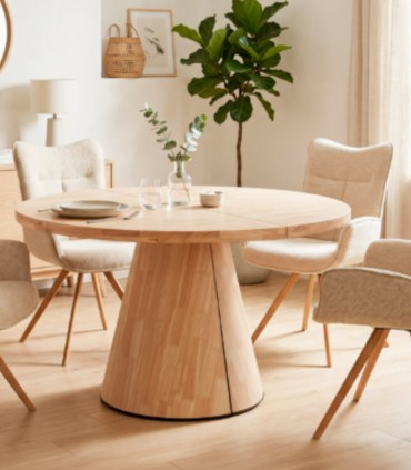 Mesa de Comedor Redonda Extensible en Madera de Roble Kenia