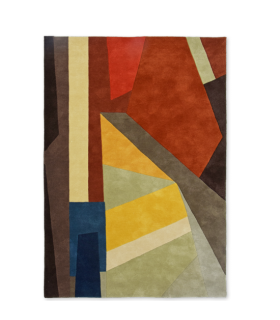Alfombra abstracta geométrica de lana natural multicolor Cripto