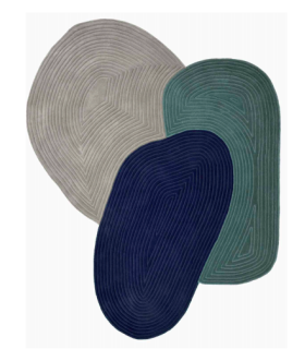 Alfombra de Lana 100% Multicolor de Diseño Abstracto e Irregular Pebble, azul