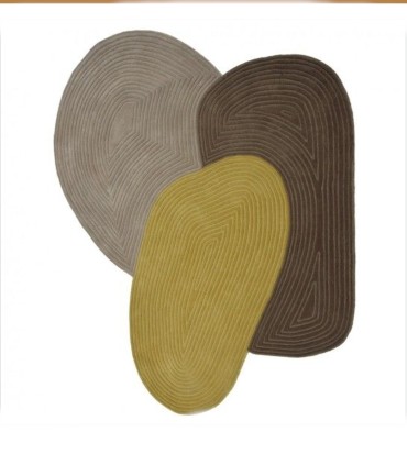 Alfombra de Lana 100% Multicolor de Diseño Abstracto e Irregular Pebble, amarelo