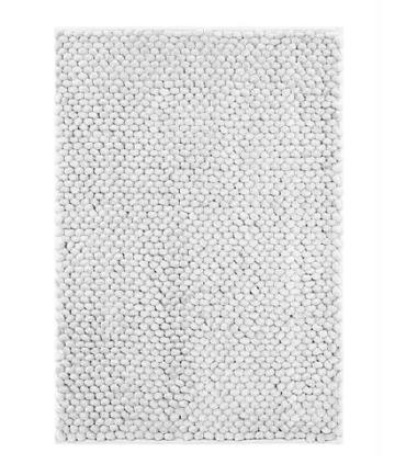Alfombra de Baño de Poliéster con Textura y Base Antideslizante Vienciana, blanco
