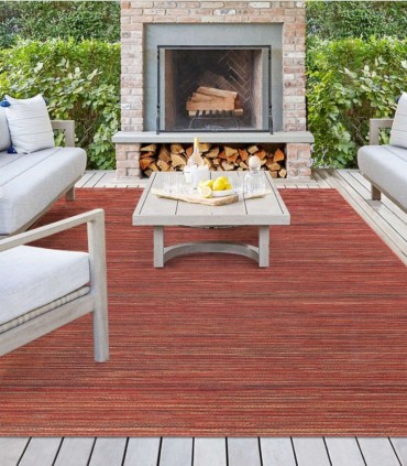 Alfombra rectangular roja de rayas moderna Varadero