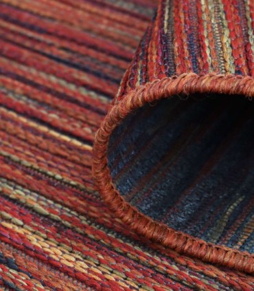 Alfombra rectangular roja de rayas moderna Varadero