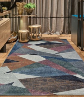 Alfombra Geométrica Multicolor de Estilo Moderno Monetti