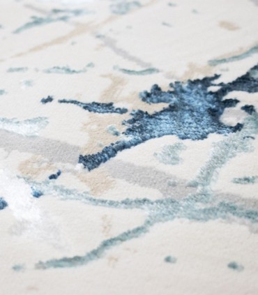 Alfombra Abstracta Azul y Beige de Estilo Moderno Marne