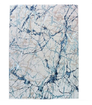 Alfombra Abstracta Azul y Beige de Estilo Moderno Marne