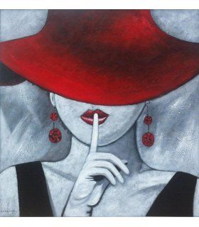 Cuadro original Mujer con sombrero rojo