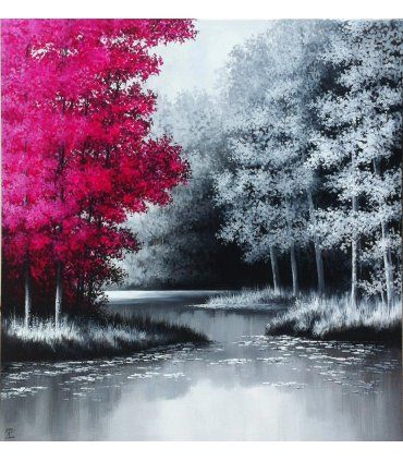 Cuadro original Lago en el bosque