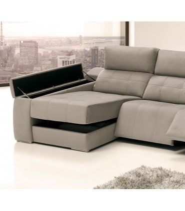 Sofá chaise longue moderno 3 plazas relax Leone