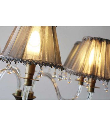 Lámpara de cristal 5 luces Seda gris detalle