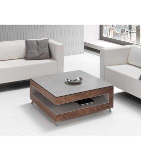 Mesa de centro elevable Anni, cuadrada con tapa porcelánica