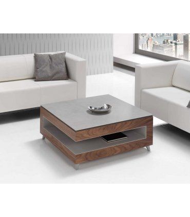 Mesa de centro elevable Anni, cuadrada con tapa porcelánica