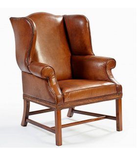 Sillón orejero en piel vintage Barker