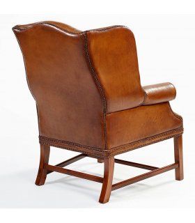 Sillón orejero en piel vintage Barker