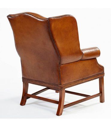 Sillón orejero en piel vintage Barker