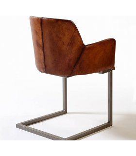 Silla en piel y metal vintage Mariven