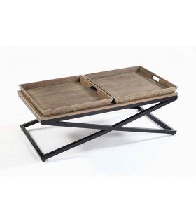 Mesa de centro rectangular rústica Anbiel