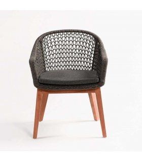Silla de teca y cuerda para exterior Random
