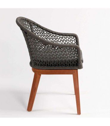 Silla de teca y cuerda para exterior Random