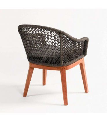 Silla de teca y cuerda para exterior Random