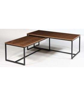 Set 2 mesas de salón moderna Asen