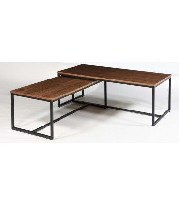 Set 2 mesas de salón moderna Asen