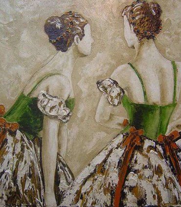 Cuadro bailarinas en corpiño verde promenade