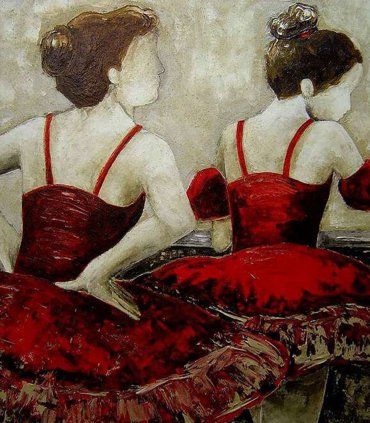 Cuadro bailarinas clásicas con tutu rojo